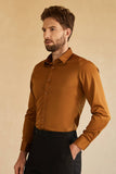 Long Sleeves Camel Solid Suit Shirt