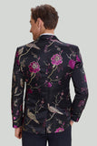 Black Jacquard Satin Notched Lapel Homecoming Blazer