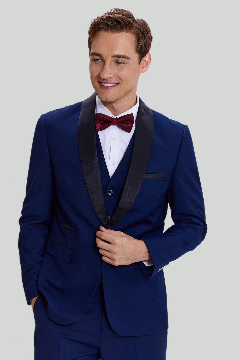 Men's Navy 3-piece One Button Slim Fit Party Suits
