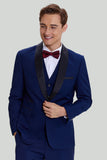 Men's Navy 3-piece One Button Slim Fit Party Suits