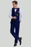 Men's Navy 3-piece One Button Slim Fit Party Suits
