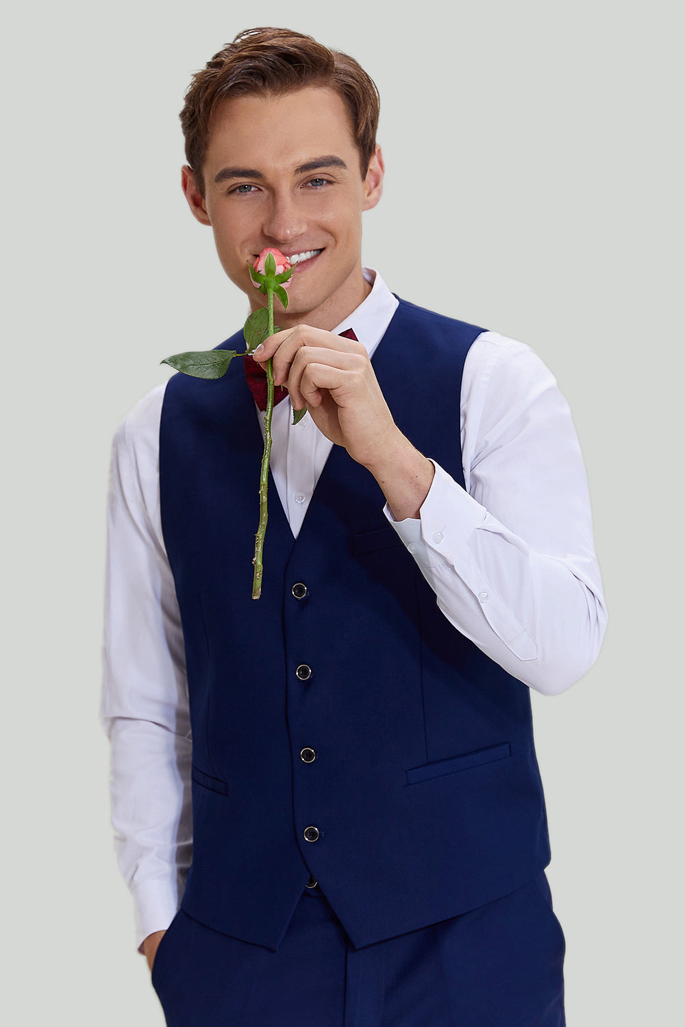 Men's Navy 3-piece One Button Slim Fit Party Suits