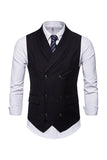 Black Double Breasted Shawl Lapel Men's Suit Vest