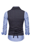 Grey Pinstripe Double Breasted Shawl Lapel Men's Suit Vest