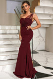 One Shoulder Mermaid Green Prom Dress