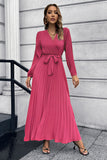 Long Sleeves Black Casual Dress with Sash