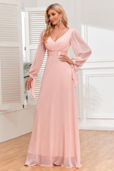 blush pink dress long sleeve ZAPAKA Women Formal with Sleeves A-Line Chiffon V-Neck Party Dress, Blush / L بوكلت celebrations and elegant evening Men’s Red Floral Dress Size:XS | Black Onyx