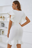 White Mermaid Ruffled Bodycon Dress