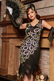Asymmetrical V Neck 1920s Flapper Dress