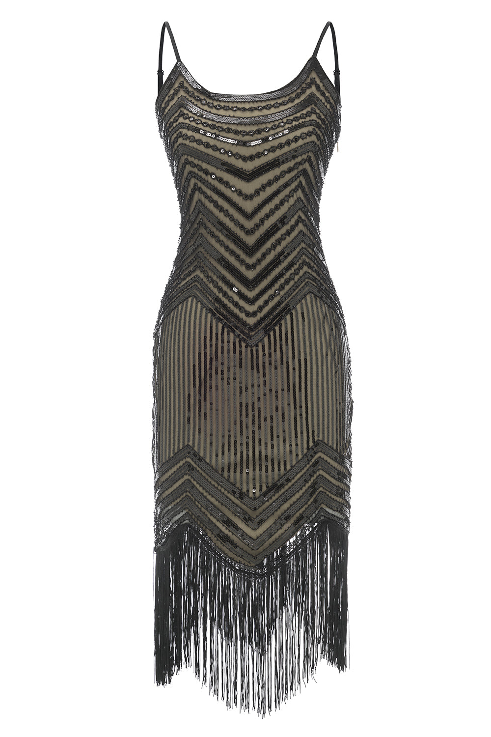 Fringed Vintage Sequin 1920s Gatsby Dress