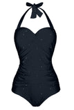 Black One Piece Halter Swimsuit