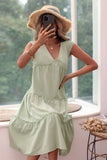 V Neck Green Summer Dress