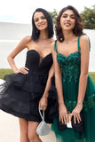 Cute Strapless Tulle Black Homecoming Dress