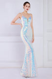 Dazzle Light White Seuiqned Mermaid Prom Dress