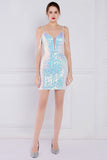 Dazzle light White Mini Bodycon Sequined Cocktail Dress