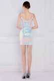 Dazzle light White Mini Bodycon Sequined Cocktail Dress