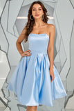 Sky Blue Strapless Homecoming Dress