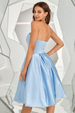 Sky Blue Strapless Homecoming Dress