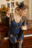 Black Six Pieces Wrap Headpiece 1920s Accessories Set