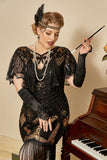 Black Six Pieces Wrap Headpiece 1920s Accessories Set