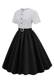 Black and White Polka Dots Vintage 1950s Dress