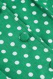 Green Lapel Neck Polka Dots Swing 1950s Dress