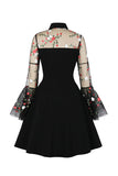 Black Long Sleeves Halloween Dress with Embroidery