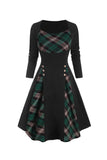 Check Printed Waist-Up Halloween Retro Dress