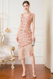 Black Sequin 1920s Flapper Dress with Fringes