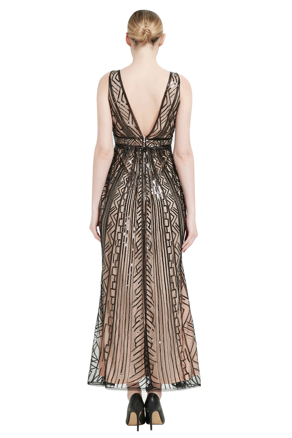 Sequin V-neck Midi 1920s Flapper Dress