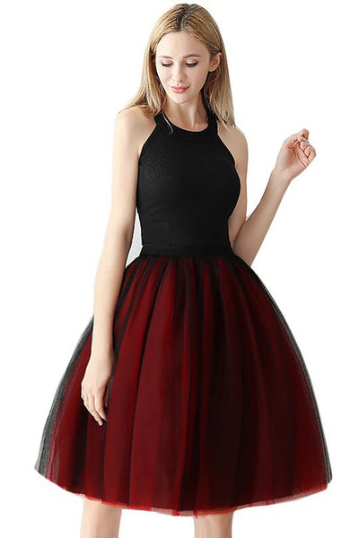 Zapaka Women Black Purple Tulle Tutu Skirt Red Two-Color Stitching 7-layer Mesh Halloween Petticoat – ZAPAKA Zapaka Women Black Purple Tulle Tutu Skirt Red Two-Color Stitching 7-layer Mesh Halloween Petticoat – ZAPAKA