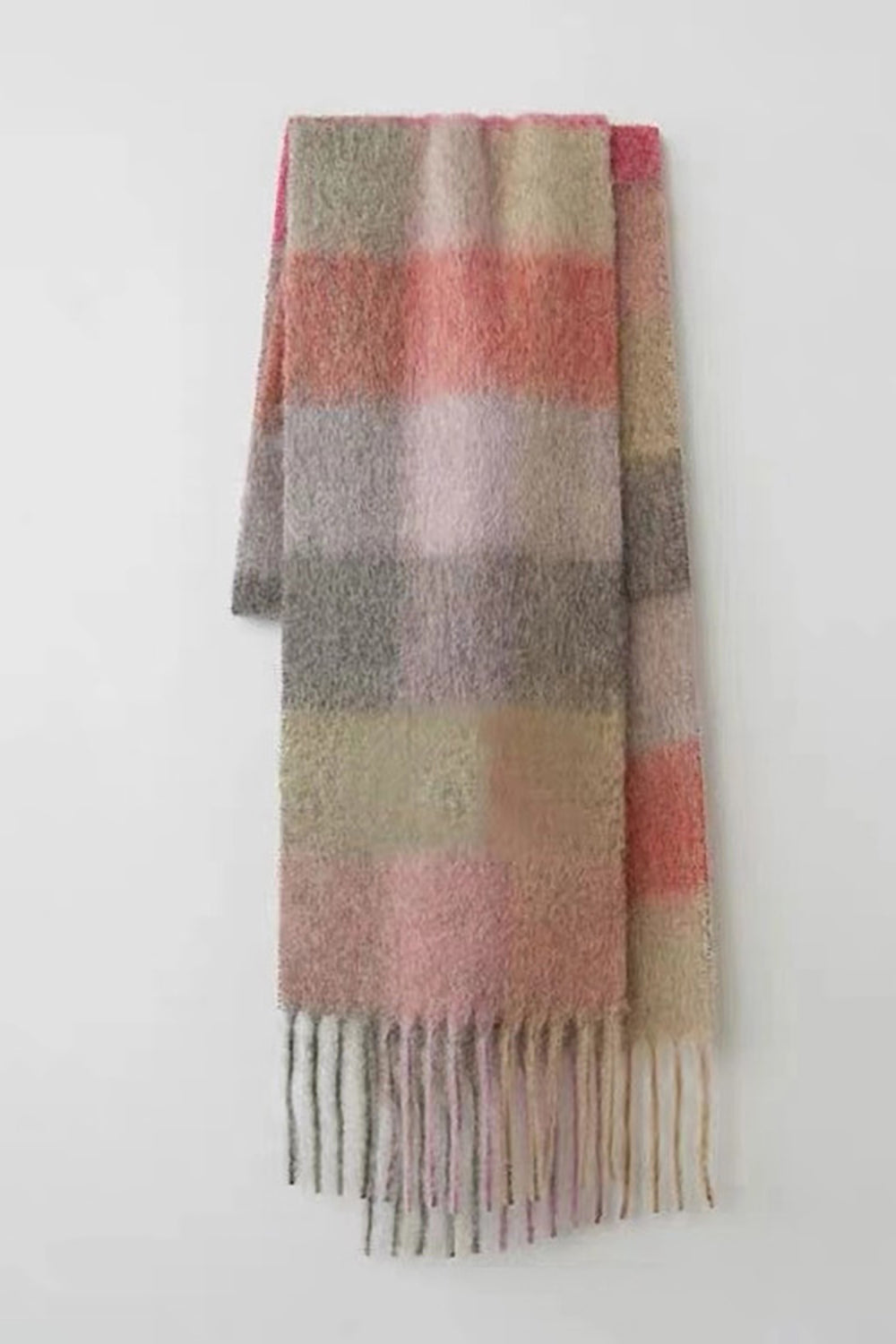 Yellow Coffee Faux Cashmere Plaid Scarf