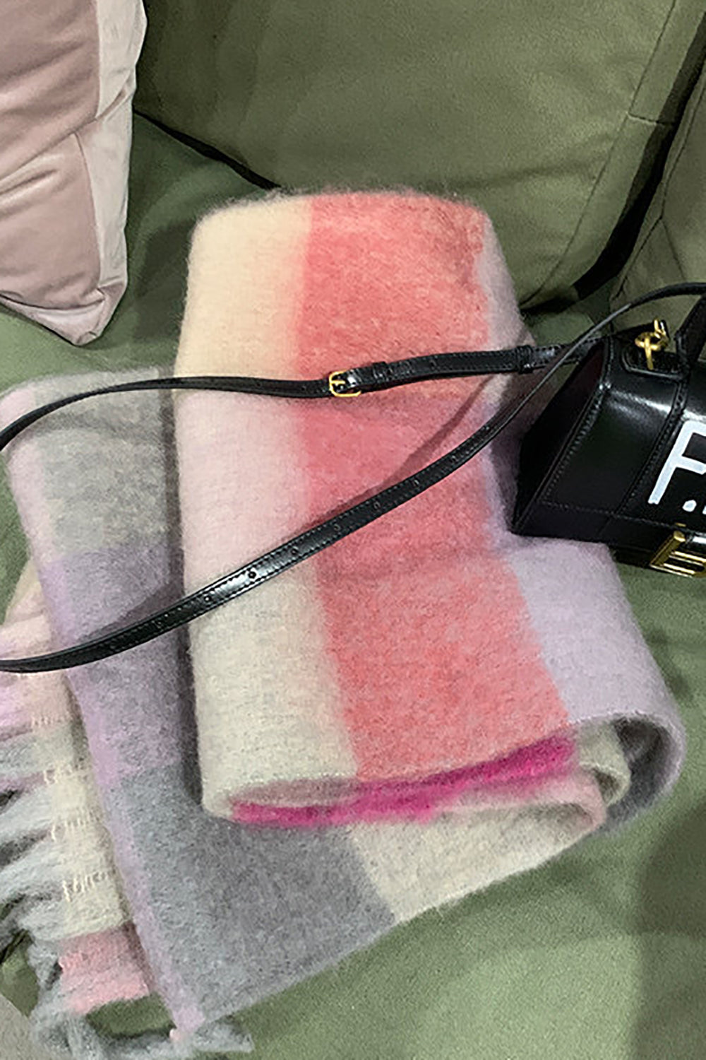 Yellow Coffee Faux Cashmere Plaid Scarf