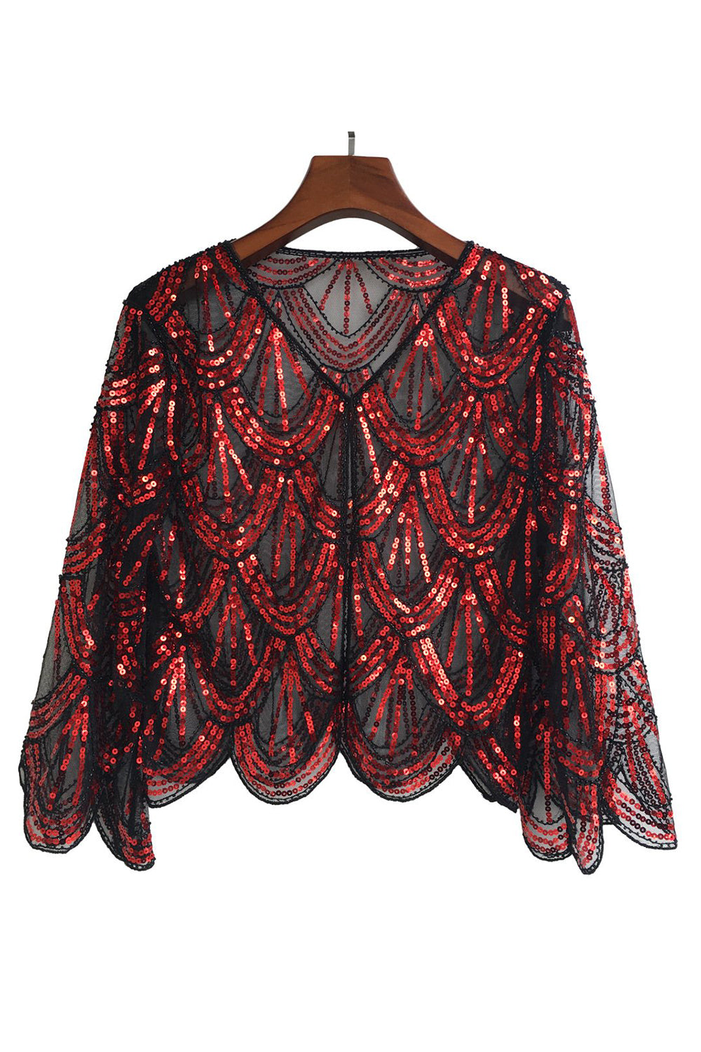 Sequined Black Fuchsia 1920s Cape