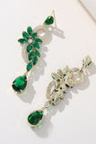 Green Rhinestone Beaded Prom Earrings