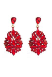 Red Rhinestone Prom Earrings