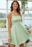 White Open Back Spaghetti Straps Short Graduation Dress