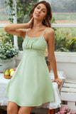 White Open Back Spaghetti Straps Short Graduation Dress