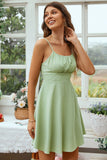 White Open Back Spaghetti Straps Short Graduation Dress