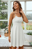 White Open Back Spaghetti Straps Short Graduation Dress