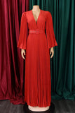 Sky Blue Pleated Long Wedding Guest Dress