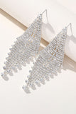 Shiny Silver Long Rhinestones Earrings