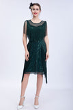 Black Glitter Sequins Flapper Dress with Fringes