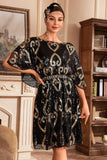 White Sparkly Batwing 1920s Dress with Sequins