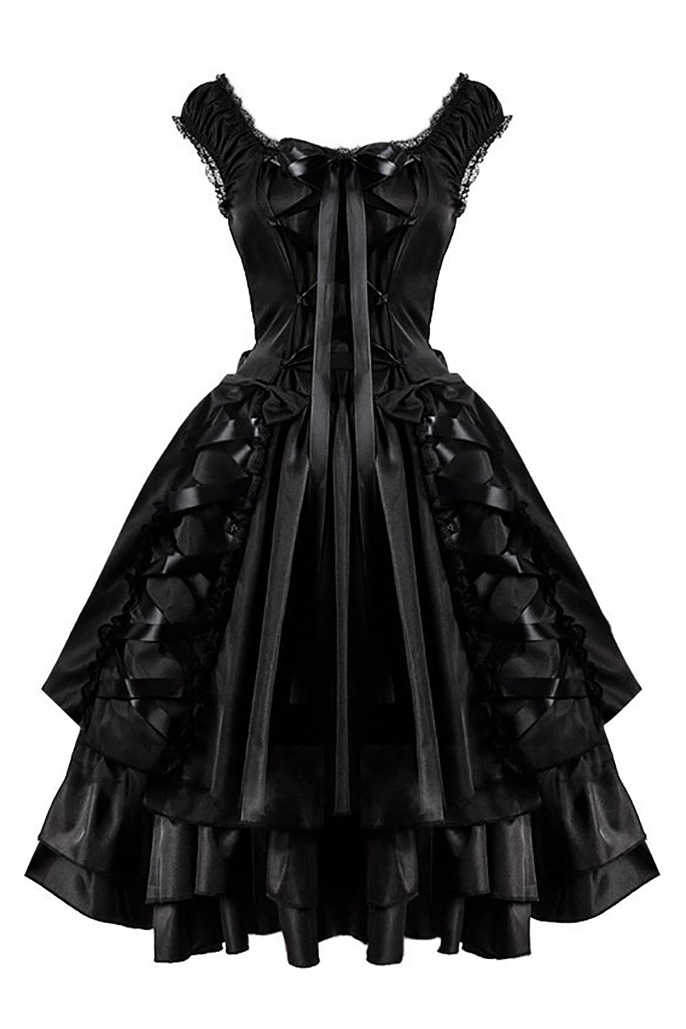 Halloween Black Vintage Dress with Lace