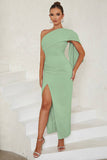Blue One Shoulder Bodycon Long Formal Dress