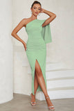 Blue One Shoulder Bodycon Long Formal Dress