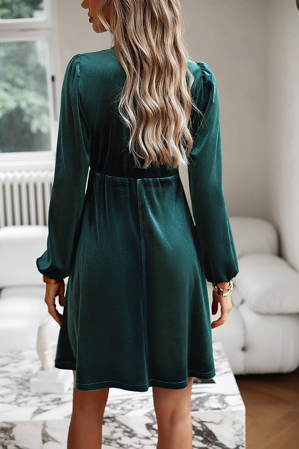 Black Velvet A line Holiday Party Dress with Pleated