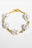 Shaped Pearl Gold Bracelet