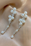 White Pearl Beading Earrings